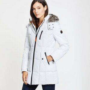 Nautica Women's Winter snow Coat Faux-Fur-Trim Hooded Puffer Coat (USA XS)